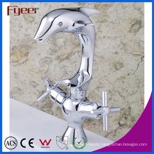 Fyeer Original Dolphin Dual Handle Bathroom Wash Basin Faucet Hot&Clod Water Sink Mixer Tap